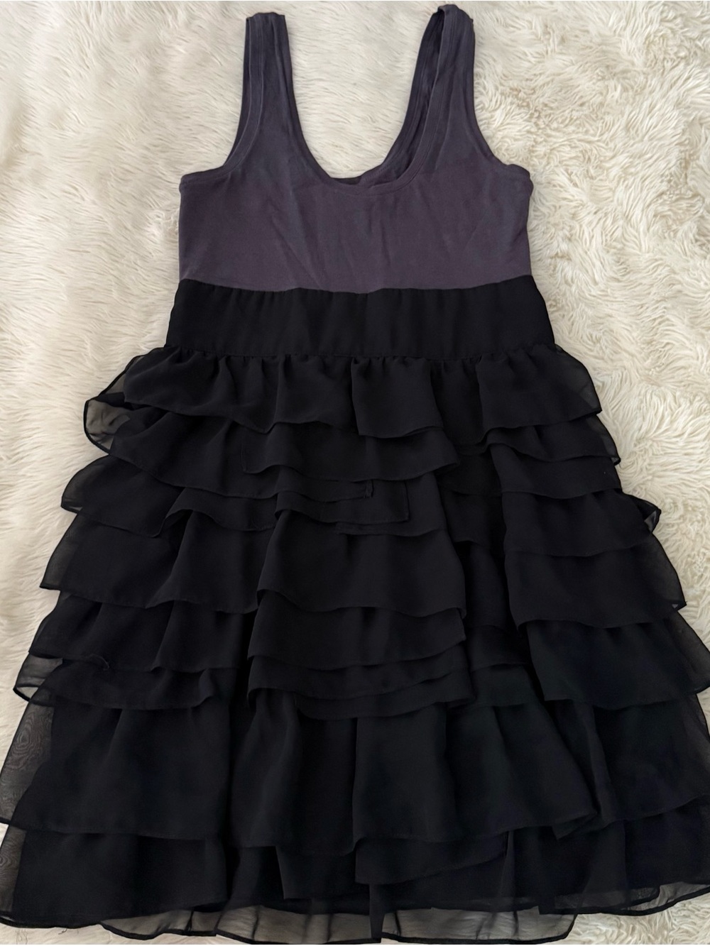 Express Black Ruffle Skirt Dress with Charcoal Bodice